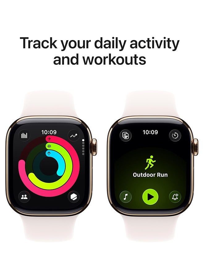 Apple Watch Series 11 GPS + Cellular 42mm (Middle East Version) Gold Titanium Case With Light Blush Sport Band - S/M - Image 5