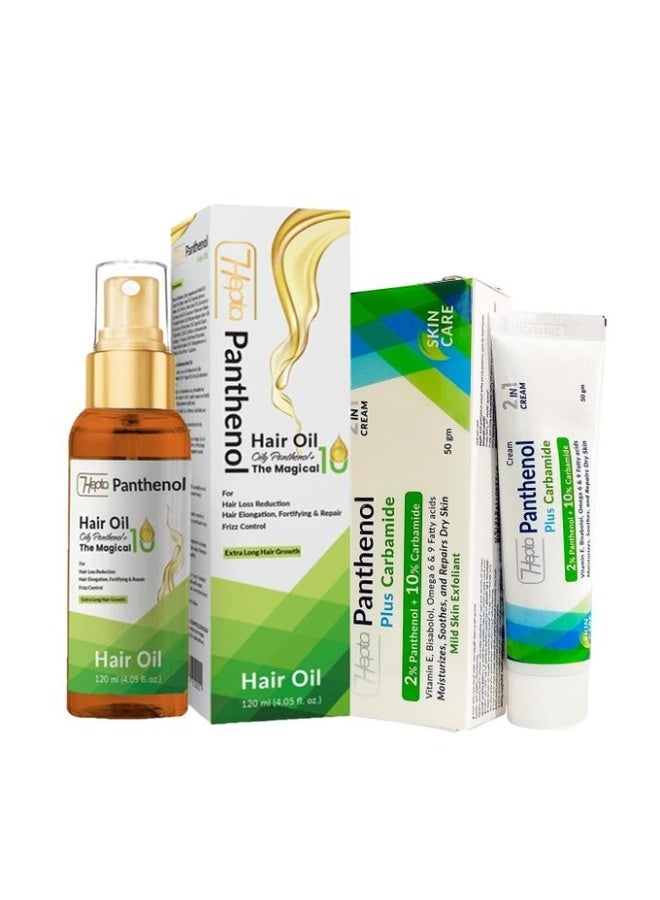 hepta SET of Hepta Cream Panthenol Plus Carbamide 50g & Hepta Panthenol Hair Oil 120ml  - Image 1