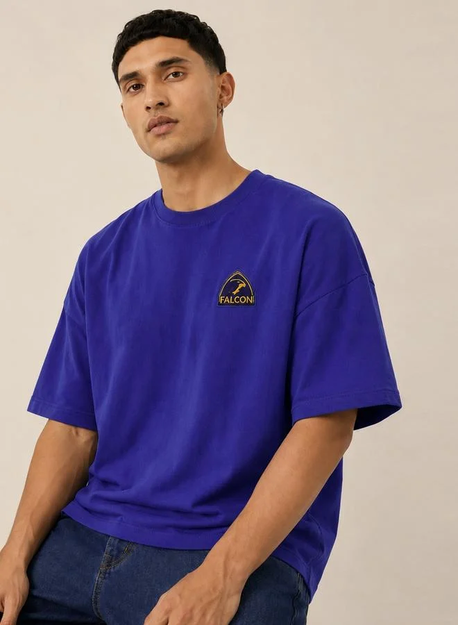 Take Two Medium Blue Falcon Logo Graphic Print Relaxed Fit T-Shirt By Falcon