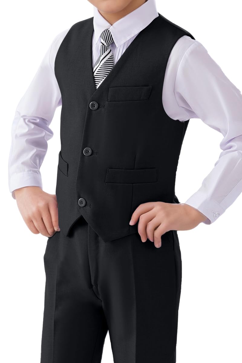 Visaccy Boys Girls Kids Vest for Little Boys Formal Suit Tuxedo Vest Black Size 2T - Image 3