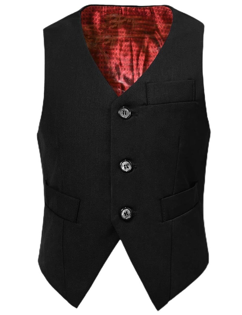 Visaccy Boys Girls Kids Vest for Little Boys Formal Suit Tuxedo Vest Black Size 2T - Image 1