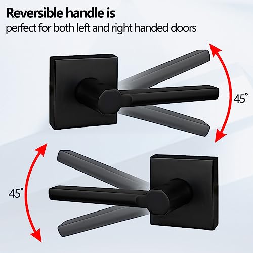 NEWBANG (5Pack) Hall/Closet Lever Handle Lock in Aged Matt Black- Door Lock Handle in Matt Black for Passage Door,HD1601-DB-PS-5P - Image 4