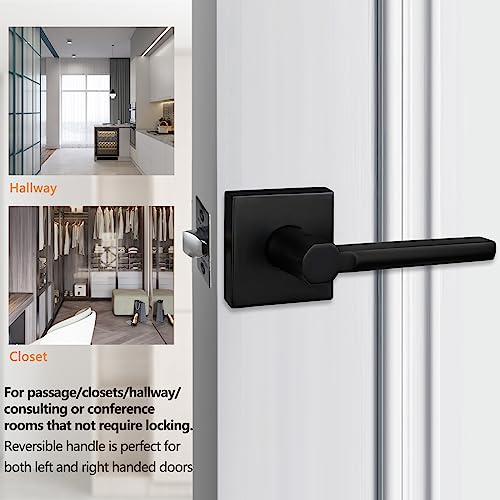 NEWBANG (5Pack) Hall/Closet Lever Handle Lock in Aged Matt Black- Door Lock Handle in Matt Black for Passage Door,HD1601-DB-PS-5P - Image 2
