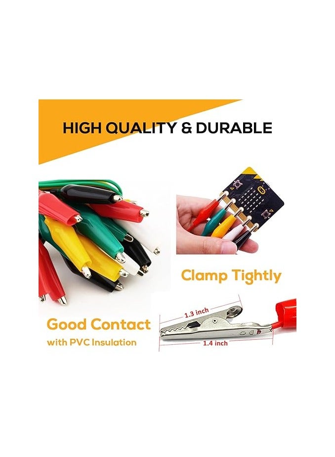 10pcs Premium Alligator Electronic Clips for Test Probes & Leads with 5 Colors, Double-Ended Crocodile Electrical Jumper Wires Roach Power Probes Testing Connector for Circuit Connection
