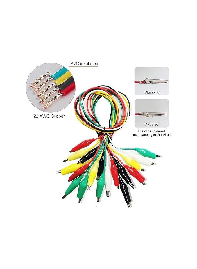 10pcs Premium Alligator Electronic Clips for Test Probes & Leads with 5 Colors, Double-Ended Crocodile Electrical Jumper Wires Roach Power Probes Testing Connector for Circuit Connection