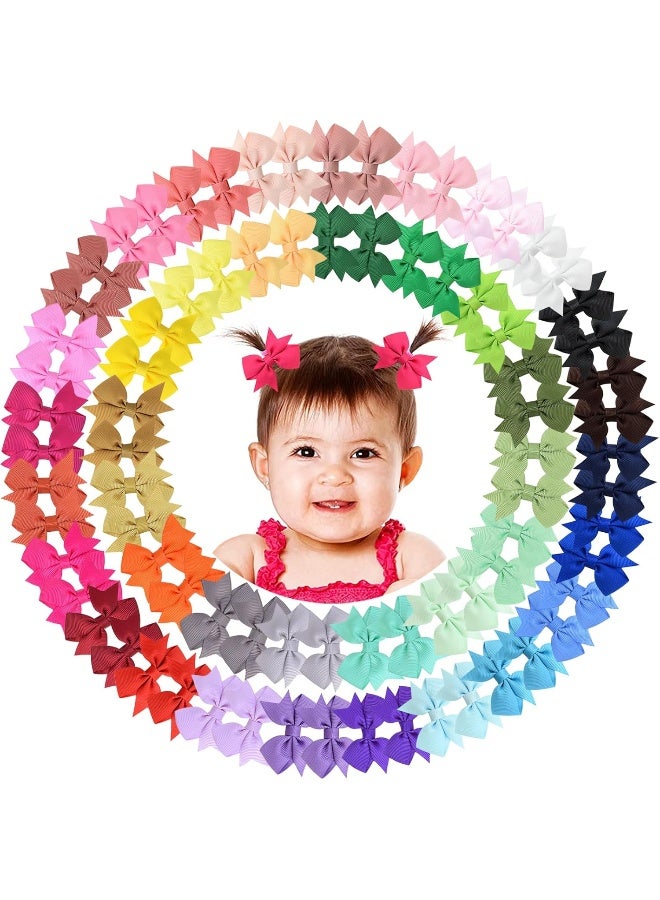 ALinmo Hair Clips for Girls - 80PCS Fully Lined Tiny Alligator Bows in Pairs for Infants and Toddlers - Image 1