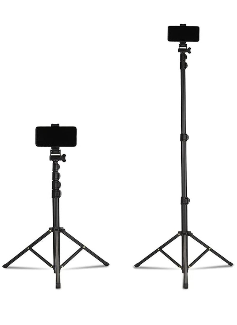 Jmary MT39 61inch Aluminum Extendable Cell Phone Tripod Stand with Selfie Stick Tripod and Phone Clip - Image 1