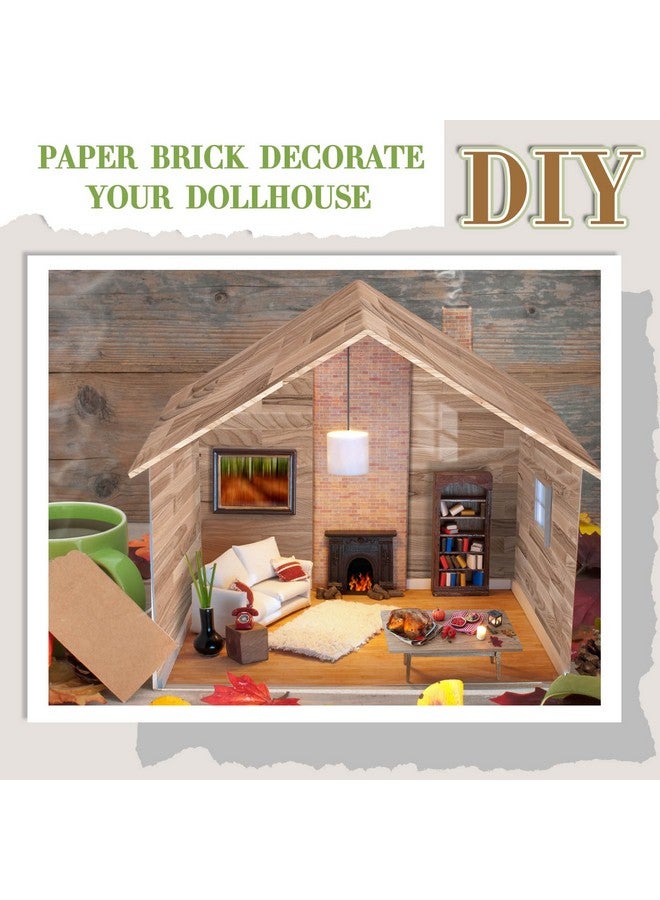 Flutesan 12 Pcs Miniature Dollhouse Wallpaper and Flooring Peel and Stick Mini DIY Self Adhesive Dollhouse Accessories 8.27 x 11.69 Inch(Natural Style) - Image 3