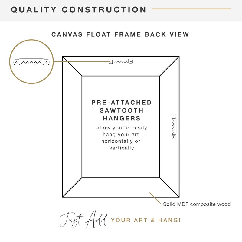 MCS Canvas Float Frames 16x20 Frame, Walnut Woodgrain for Finished Canvases, Vertical & Horizontal Wall Hanging Large with Adhesive for Canvas Paintings (1-Pack) - Image 5