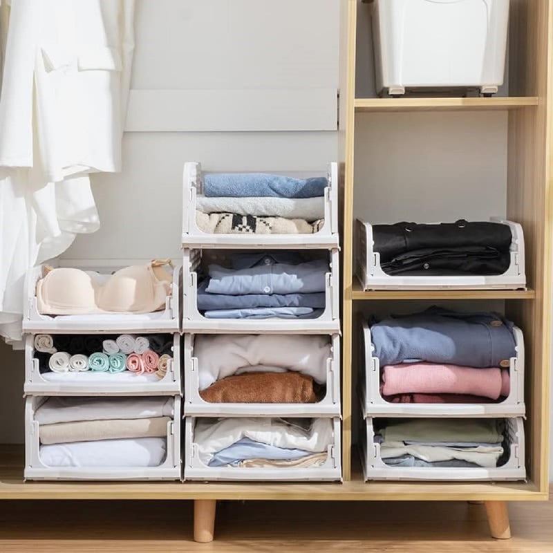 MEZON Plastic Foldable and Stackable Closet Organizer Clothes Organizer for Wardrobe Cupboard Organizer for Clothes Drawer Organizer Storage Organizer for Kitchen Office 1 - Image 3