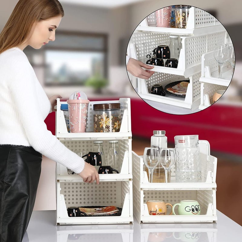 MEZON Plastic Foldable and Stackable Closet Organizer Clothes Organizer for Wardrobe Cupboard Organizer for Clothes Drawer Organizer Storage Organizer for Kitchen Office 1 - Image 4