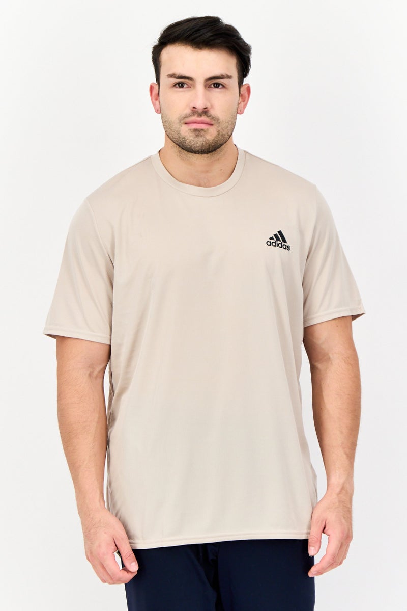 Adidas Men Sportswear Fit Short Sleeves Training T-Shirt, Tan  - Image 1