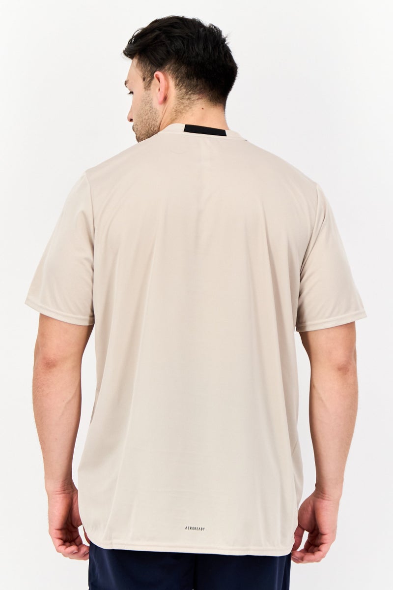 Adidas Men Sportswear Fit Short Sleeves Training T-Shirt, Tan  - Image 3