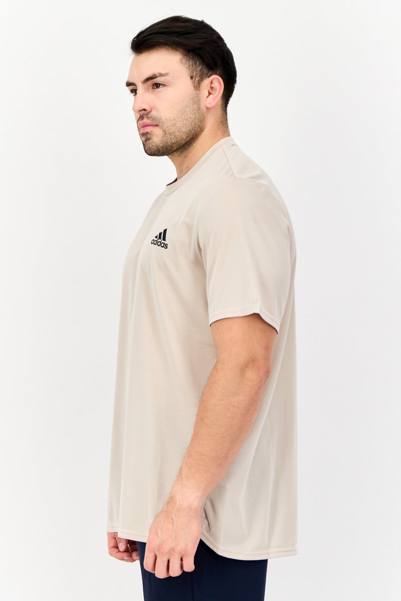 Adidas Men Sportswear Fit Short Sleeves Training T-Shirt, Tan  - Image 2