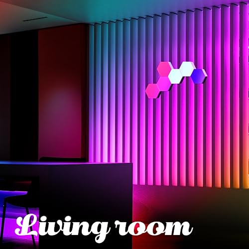 ODISTAR Remote Control Hexagon Wall Light,Smart Wall-Mounted Touch-Sensitive DIY Geometric Modular Assembled RGB led Colorful Light with USB-Power,Used in Bedroom (6-Pack) - Image 5