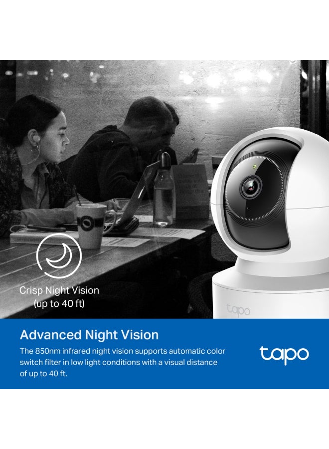تي بي لينك كاميرا أمان منزلية واي فاي Tapo C222 2K 4MP بزاوية 360º مع تحريك/إمالة وذكاء اصطناعي، كشف الأشخاص، صوت ثنائي الاتجاه، دعم منفذ إيثرنت - Image 5