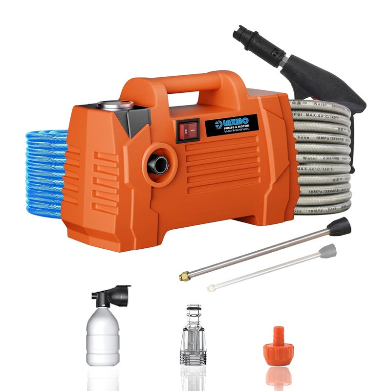 Laxmo Lxhpw90 High Pressure Car Washer Machine 1600 Watts Motor Pressure 130 Bars 8LMin Flow Rate 8 Meters Outlet Hose for Car Bike and Home Cleaning Purpose - Image 1