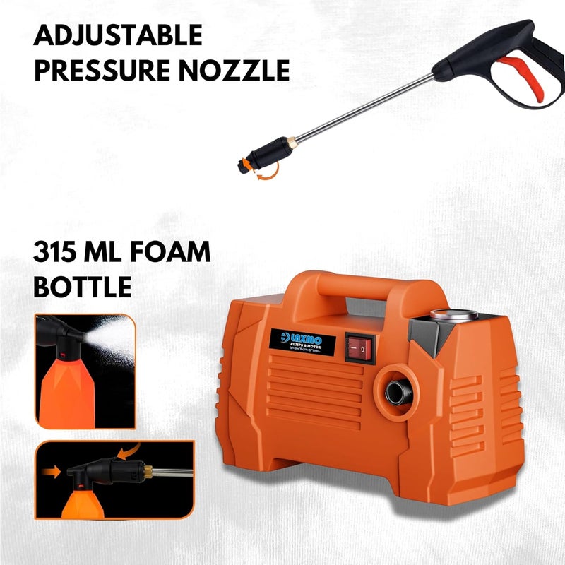 Laxmo Lxhpw90 High Pressure Car Washer Machine 1600 Watts Motor Pressure 130 Bars 8LMin Flow Rate 8 Meters Outlet Hose for Car Bike and Home Cleaning Purpose - Image 2