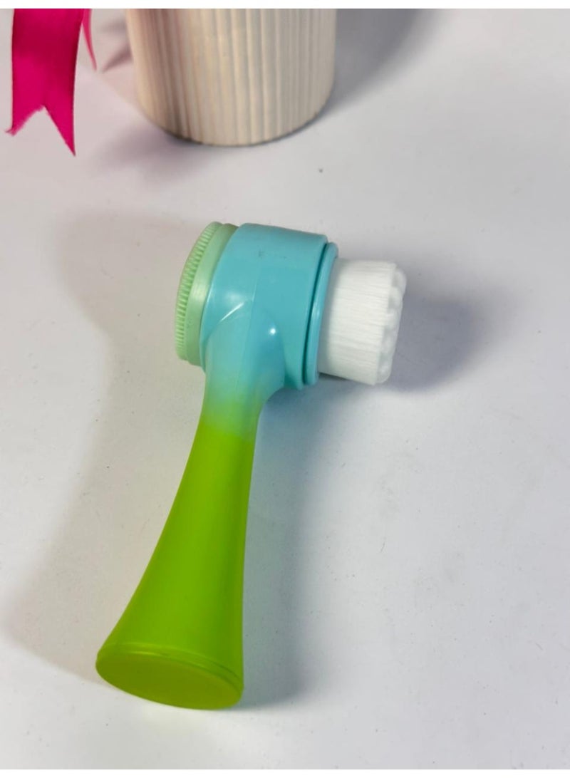 Silicone Facial Scrubber Manual Dual Face Wash Brush for Deep Pore Exfoliation Makeup Massaging MAY VARY COLOR - Image 3