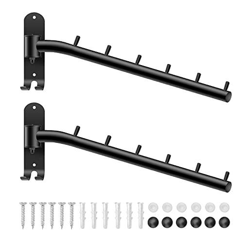 Bosszi 2-Pack Wall Mounted Folding Clothes Hanger Rack, Stainless Steel Clothes Hooks with Swing Arm Holder Space Saving Clothing Hanging System Closet Storage Organizer Heavy Duty Drying Rack (Black) - Image 1