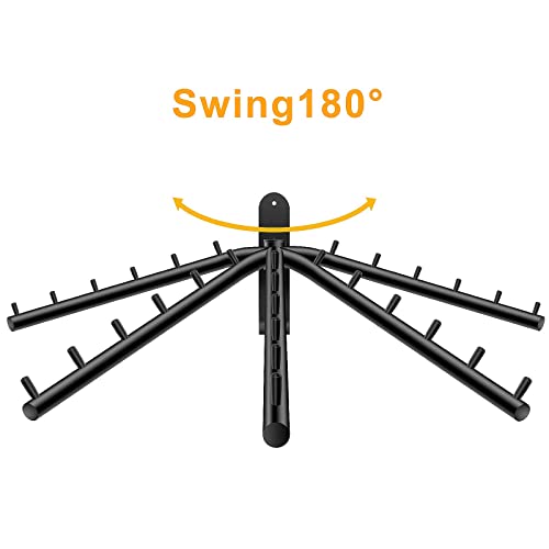 Bosszi 2-Pack Wall Mounted Folding Clothes Hanger Rack, Stainless Steel Clothes Hooks with Swing Arm Holder Space Saving Clothing Hanging System Closet Storage Organizer Heavy Duty Drying Rack (Black) - Image 3