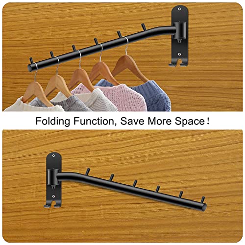 Bosszi 2-Pack Wall Mounted Folding Clothes Hanger Rack, Stainless Steel Clothes Hooks with Swing Arm Holder Space Saving Clothing Hanging System Closet Storage Organizer Heavy Duty Drying Rack (Black) - Image 2