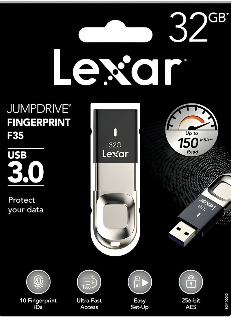 Lexar F35 USB Flash Drive, 128GB Lexar Metal Fingerprint Encrypted USB Flash Drive, Ultra-fast Recognition Durable Material U Drive, (128GB)  - Image 3