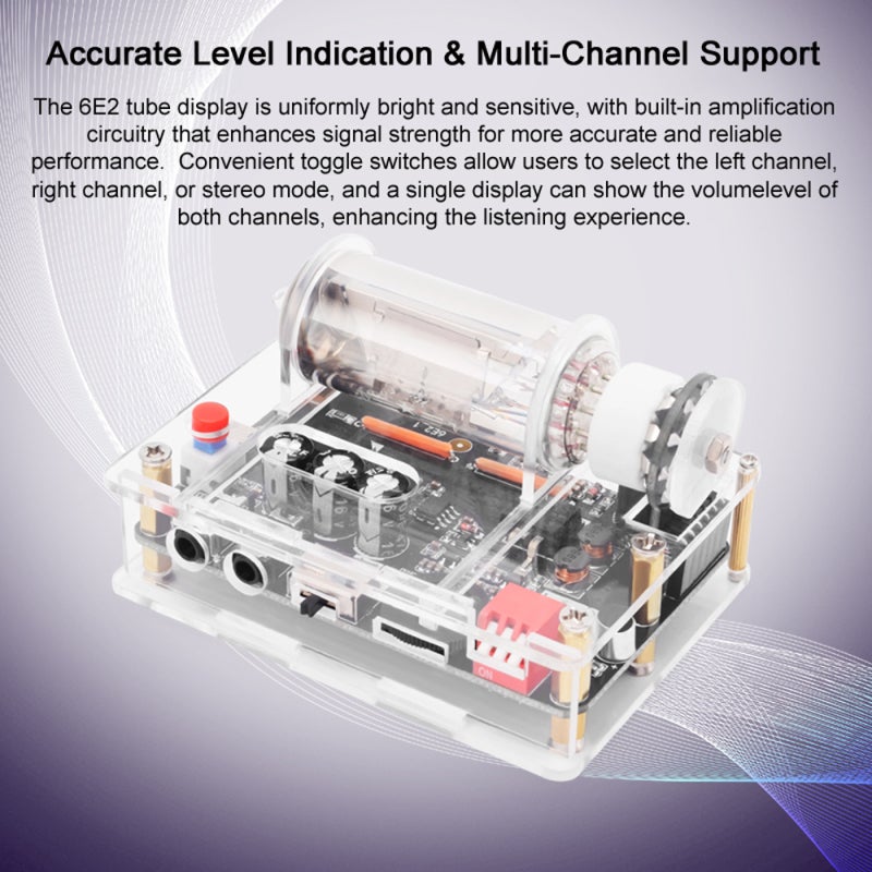 USB Low Voltage 6E2 Electronic Tube Driver Board Nostalgic VU Meter Level Indicator Board Car Music Ambient Light with Dynamic Light Adjustment Function Built-in Sound Pickup - Image 2
