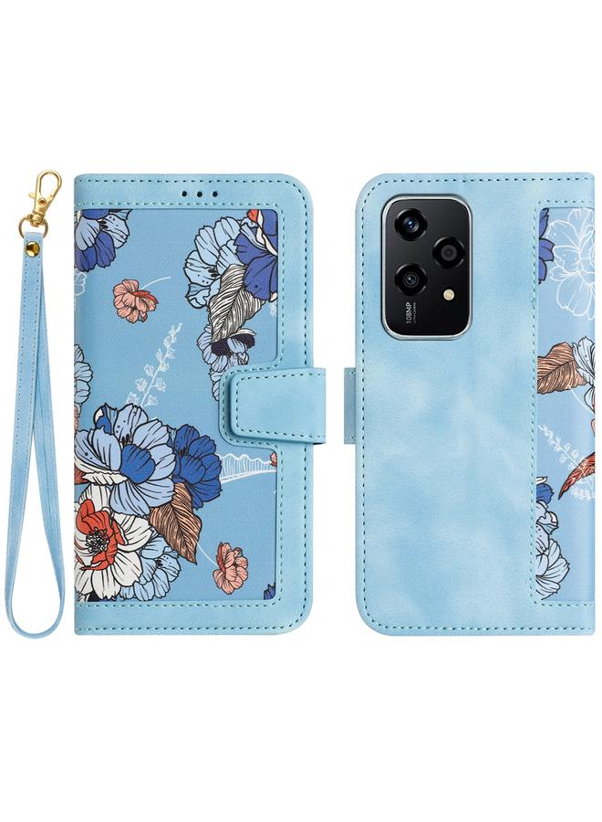 S-TOP Case For Honor 200 Lite Global Floral Pattern Leather Phone Case with Lanyard - Image 1