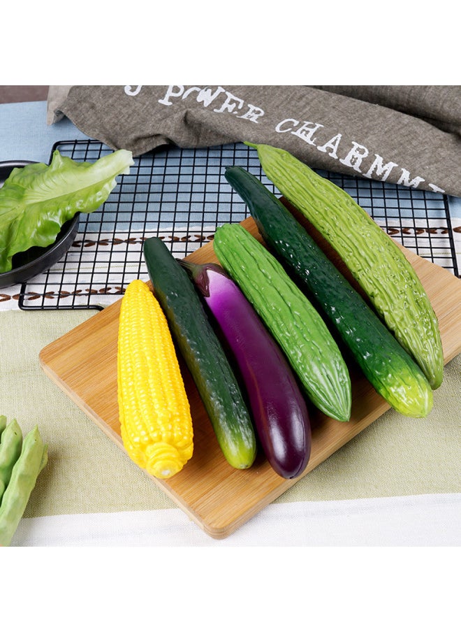 Suitable For Simulation Fake Fruit Vegetable Soft Glue Size Bitter Cucumber Cucumber Eggplant Model Kitchen Decoration Home Pendulum-Color:Luffa