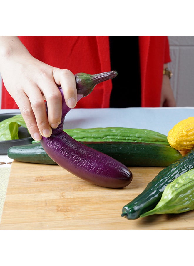 Suitable For Simulation Fake Fruit Vegetable Soft Glue Size Bitter Cucumber Cucumber Eggplant Model Kitchen Decoration Home Pendulum-Color:Luffa