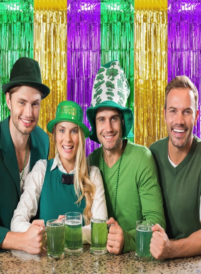 Ohiyoo 3 Pack Mardi Gras Foil Fringe Curtains 3.2ft x 8.2ft Green Purple Gold Fringe Curtain Backdrop Mardi Gras Party Decorations Photo Booth Prop Streamer for Oktoberfest Birthday Party Decoration - Image 5