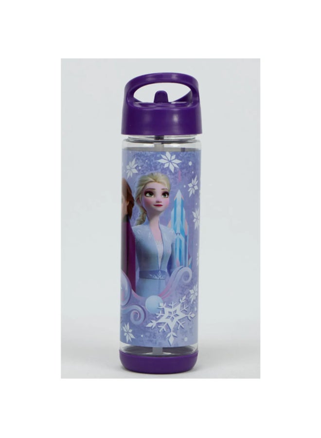 SunCe Disney Frozen Plastic Water Bottle with Straw Purple and Blue 500 ml SUNS-4300DFO  - Image 2