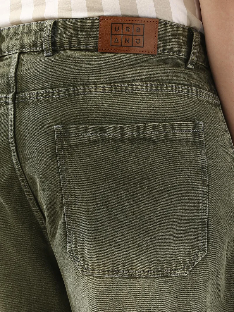 Urbano Fashion  Urbano Plus Men's Olive Loose Fit Cargo Carpenter Jeans with 6 Pockets Non-Stretchable  | Best Price UAE