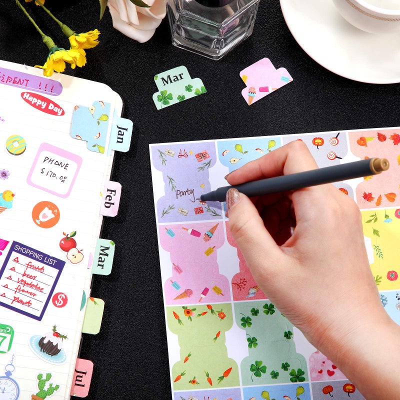 Outus 48 Pieces Adhesive Monthly Tabs Planner Stickers, 24 Month Tabs and 24 Blank Tabs Colorful Decorative Monthly Index Tab for Office School Study Planner Stickers and Accessories Journal Organization - Image 4