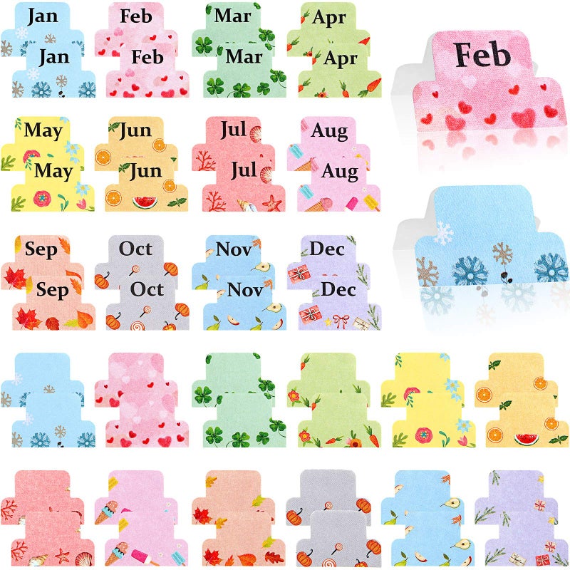 Outus 48 Pieces Adhesive Monthly Tabs Planner Stickers, 24 Month Tabs and 24 Blank Tabs Colorful Decorative Monthly Index Tab for Office School Study Planner Stickers and Accessories Journal Organization - Image 1