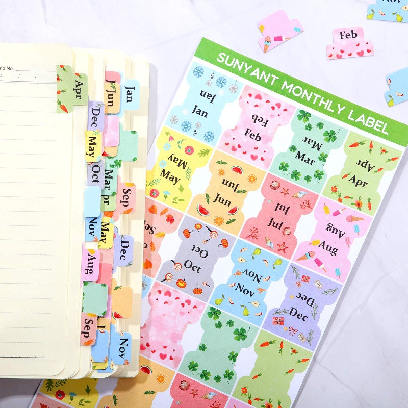 Outus 48 Pieces Adhesive Monthly Tabs Planner Stickers, 24 Month Tabs and 24 Blank Tabs Colorful Decorative Monthly Index Tab for Office School Study Planner Stickers and Accessories Journal Organization - Image 3