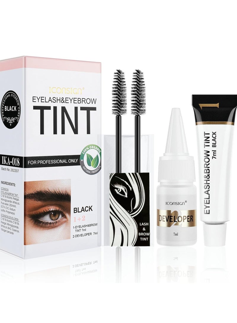 ICONSIGN 2-In-1 Eyelash & Eyebrow Kit, Professional Lash & Brow Color Kit, Lasting for 6 Weeks DIY Hair Coloring for Salon Home Use 7ml (Black)  - Image 1