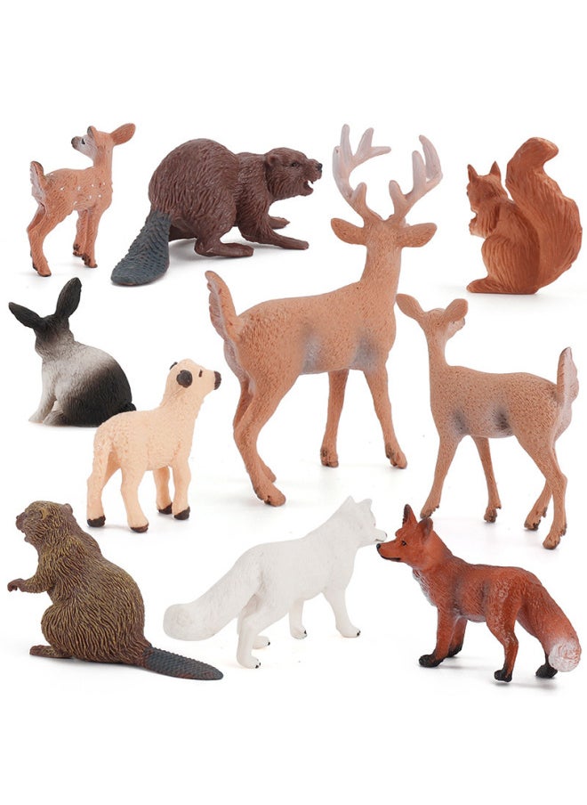 Generic - Hot Sale Simulation Wild Animal Model White Tail Deer Rabbit Red Fox Beaver Static Solid 10-piece Set-Color:ZQ4040 Small White Tail Deer (rough Surface) 7g - Image 1