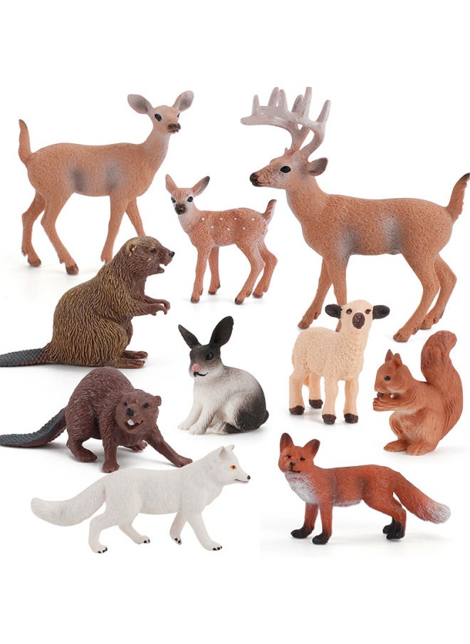 Generic - Hot Sale Simulation Wild Animal Model White Tail Deer Rabbit Red Fox Beaver Static Solid 10-piece Set-Color:ZQ4040 Small White Tail Deer (rough Surface) 7g - Image 1