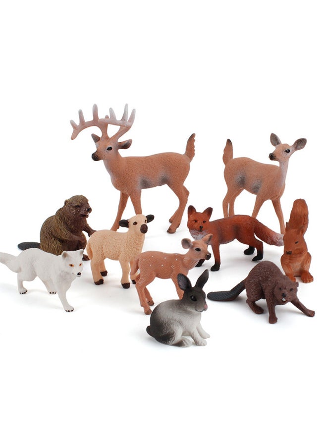 Generic - Hot Sale Simulation Wild Animal Model White Tail Deer Rabbit Red Fox Beaver Static Solid 10-piece Set-Color:ZQ4040 Small White Tail Deer (rough Surface) 7g - Image 1