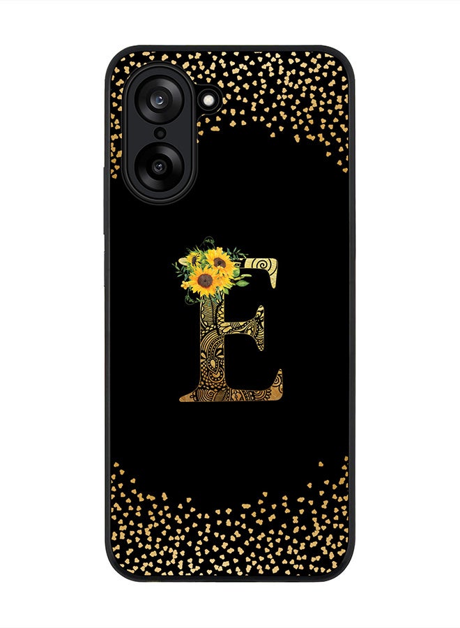 Stylizedd For OnePlus Nord CE5 / Ace 5 Racing Case,Slim fit Camera Protection, Shockproof Thin Phone cover  - Custom Floral Monogram - E ( Black )