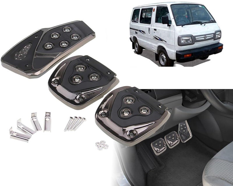 Selifaur 3 Pcs Black Non-Slip Manual Car Pedals kit Pad Covers Set for Maruti Suzuki Omni - Image 1