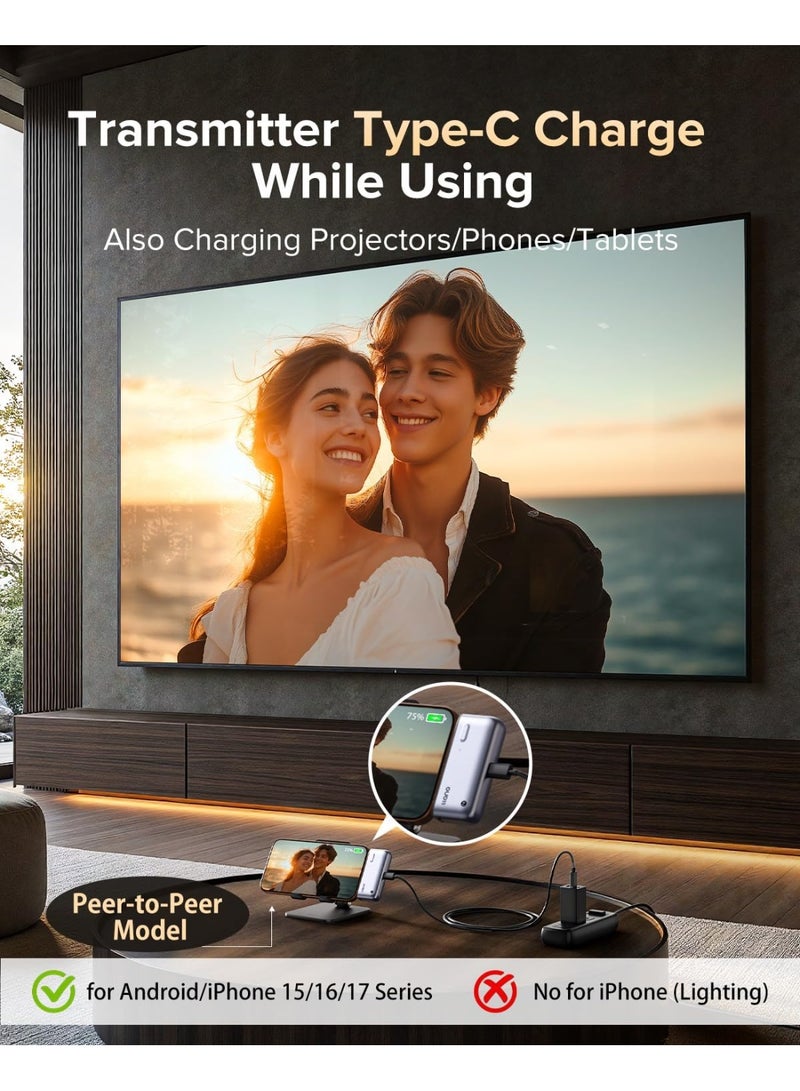 لانو جهاز إرسال واستقبال HDMI لاسلكي من النوع C مُحسّن S850، 50 مترًا، مدخل فك تشفير فائق الدقة 4K بدقة 1080 بكسل عند 60 هرتز، توصيل وتشغيل 5G+2.4G وصوت للهاتف/الجهاز اللوحي/الكمبيوتر المحمول/الكمبيوتر الشخصي إلى الشاشة/جهاز العرض/صندوق التلفزيون - Image 3