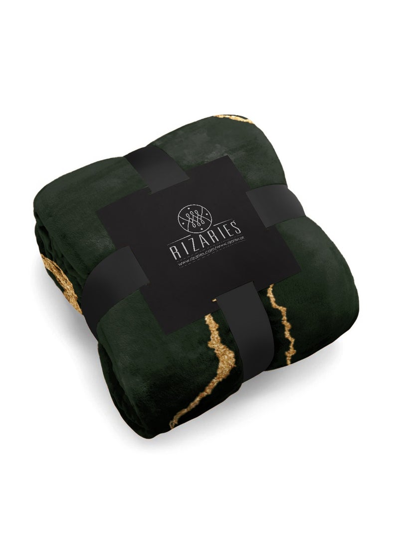 RIZARIES بطانية أريكة سوداء ذهبية ناعمة بتصميم تجريدي - Image 2