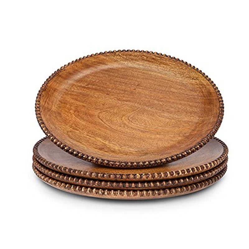 GG S4 Mango Wood Beaded Charger Other Decor 14InL x 14InW x 11InH Brown