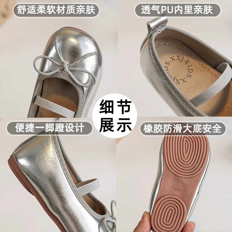 Girls'' Leather Shoes Spring and Autumn 2026 New Model Children''s Princess Shoes Little Girl Grandma Flats Silver Soft-Soled Baby Shoes - Image 4