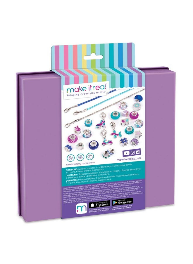 Make It Real - Halo Charms Bracelets True Blue Diy Charm Bracelet Making Kit Friendship Bracelet Kit With Beads Charms & Cord Arts & Crafts Bead Kit For Girls Makes 3 Bracelets - Image 1