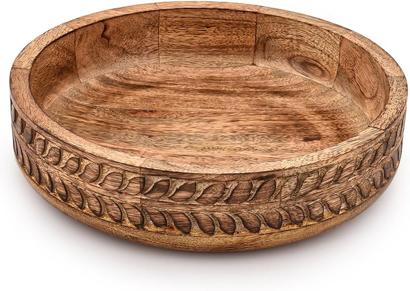Kaizen Casa KAIZEN Fruit Bowl Mango Wood  Decorative Bowls for Kitchen for Salads Cereals Snacks  Mixing multi function fruit bowl living room dining 10 x 10 x 25 - Image 1