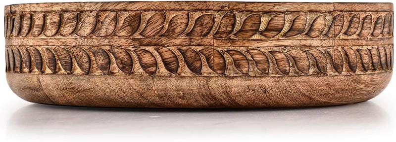 Kaizen Casa KAIZEN Fruit Bowl Mango Wood  Decorative Bowls for Kitchen for Salads Cereals Snacks  Mixing multi function fruit bowl living room dining 10 x 10 x 25 - Image 2